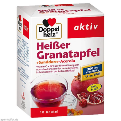 DOPPELHERZ HEISSER GRANATAPFEL+SANDDORN+ACEROL 10 ST Чай гранат,ацерола и облепиха,10 пакетиков