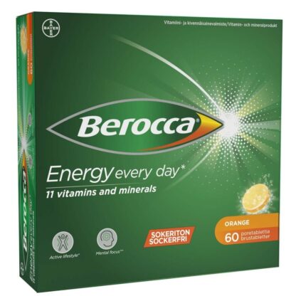 BEROCCA ENERGY ORANGE PORETABL Берокка энергетические шипучие витамины,60 шт