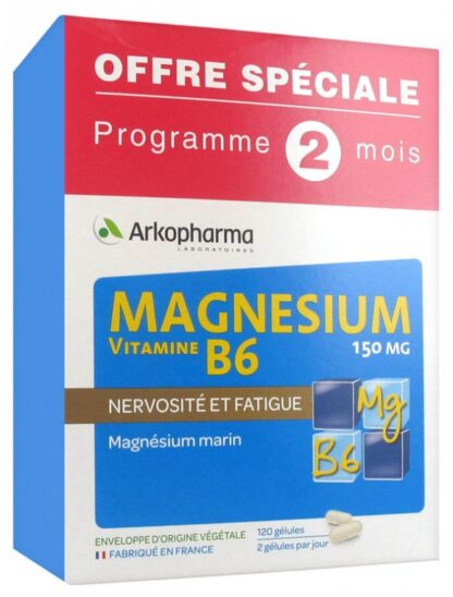 Arkopharma Magnesium Vitamin B6 150 mg Аркофарма Магний, витамин B6, 150 мг, 120 капсул, специальное предложение