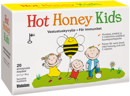 Hot Honey Kids - Vitamin C - zinc - honey - Порошок от кашля и простуды для детей, 20 пакетиков