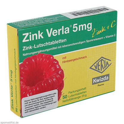 Zink Verla 5mg Lutschtabletten Himbeer,50 Stk. Цинк Верла 5 мг Lutschtabletten Himbeer,50 шт.