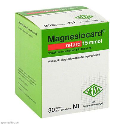 Magnesiocard retard 15mmol Btl.mit retard. FTA,30 Stk. Магнезиокард ретард 15 ммоль Btl.mit ретард. ЗСТ,30 шт.