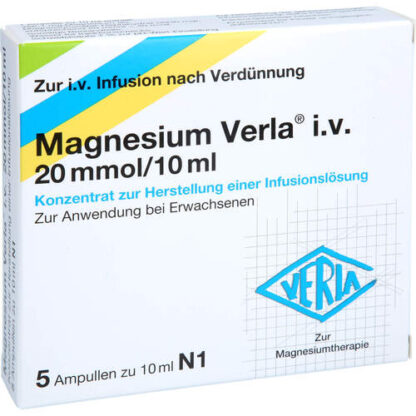 Magnesium Verla i.v. 20 mmol/10ml,5 Stk. Магний Верла в.в. 20 ммоль/10 мл,5 кусков.