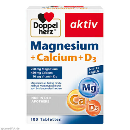 Doppelherz Magnesium + Calcium + D3,100 Stk. Доппельгерц Магний + Кальций + D3,100 штук.