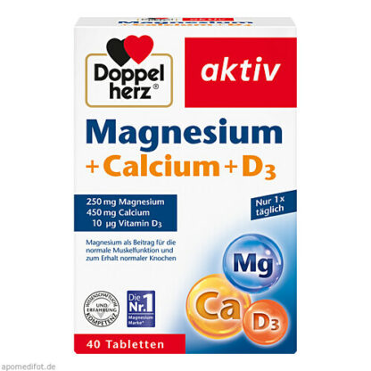 Doppelherz Magnesium + Calcium + D3,40 Stk. Доппельгерц Магний + Кальций + D3,40 шт.