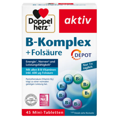 Doppelherz B-Komplex + Fols?ure,45 Stk. Комплекс Доппельгерц В + фолиевая кислота,45 шт.