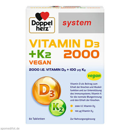 Doppelherz Vitamin D3 2000 + K2 system, Доппельгерц Витамин D3 2000 + система K2,