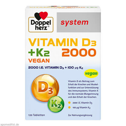 Doppelherz Vitamin D3 2000 + K2 system, Доппельгерц Витамин D3 2000 + система K2,