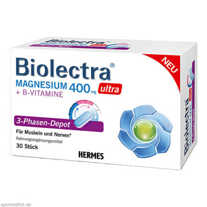 Biolectra Magnesium 400mg ultra 3-Phasen-Depot,30 Stk. Biolectra Магний 400мг ультра 3-фазный депо,30 шт.