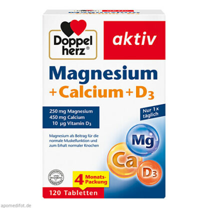 Doppelherz Magnesium+Calcium+D3 Aktiv,120 Stk. Доппельгерц Магний+Кальций+D3 Актив,120 шт.