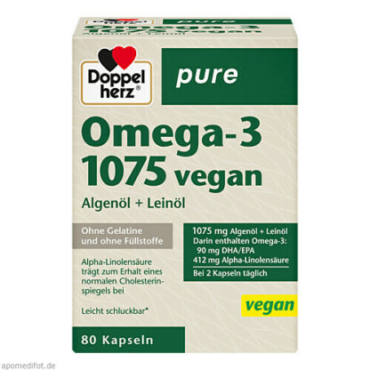 Doppelherz Omega-3 1075 vegan pure,80 Stk. Доппельгерц Омега-3 1075 веганский чистый,80 шт.