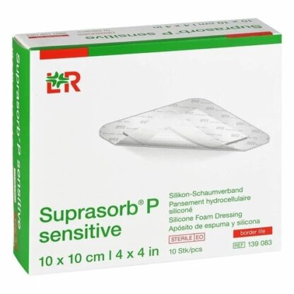 Suprasorb P sensitive PU-Schaum.bor.lite 10x10cm, 10 Stk., Супрасорб П сенсетив, повязка из силиконовой пены для ран, 10x10cm, 10шт