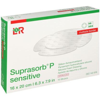 Suprasorb P sensitive multisite border 16x20 cm, 10 stc, Супрасорб П сенсетив повязка для ран, ожогов, пролежней, 16x20 см, 10 шт