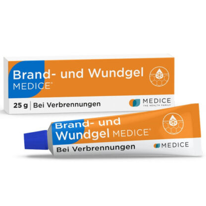 Brand- und Wundgel Medice,Bei allergischen Reaktionen oder Hautreizungen sollte die Anwendung beendet und ein Arzt konsultiert werden​. Гель от ожогов и ран Medice,Если у вас возникли аллергические реакции или раздражение кожи, использование следует прекратить и обратиться к врачу.